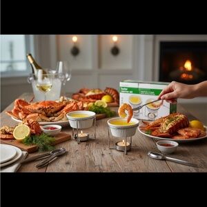 NWT Prepworks by Progressive Butter Warmer Set (2) Butter Warmers with Stands